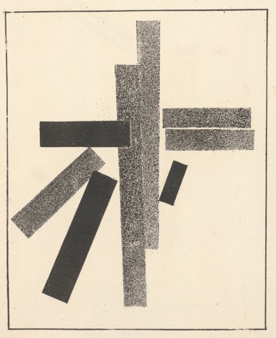 3つの黒と5つの灰色の要素（「シュプレマティスム：34の素描」より 作： Kazimir Severinovich Malevich