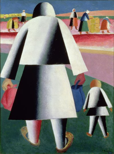 収穫へ、マーサとヴァンカ、1928 作： Kazimir Severinovich Malevich