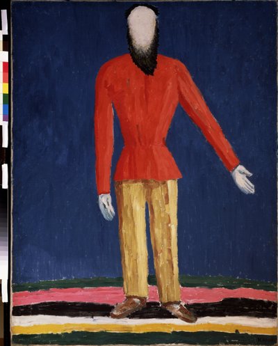 農民（農民）。 赤いシャツを着たひげを生やした男の表現）。 Kasimir Severinovich Malevich（Malevich、Malevich）（1878-1935）による絵画、キャンバスに油彩 作： Kazimir Severinovich Malevich