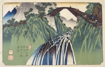 Kaukainen näkymä Ina-joen ylittävästä sillasta Nojirissa, nro 41 (Nojiri Inagawabashi Enkei, 41) (värillinen puupainatus) 作： Keisai (1790 1848) Eisen