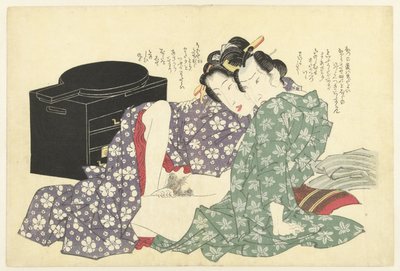 ラッカーキャビネットのラブペア 作： Keisai Eisen (attributed to)