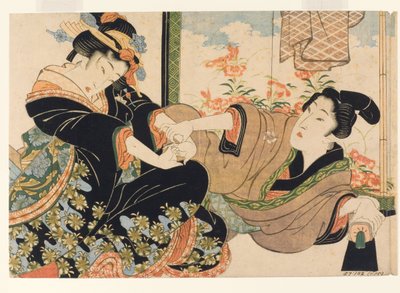 塗装されたスクリーンの愛好家、1815-25（木版） 作： Keisai Eisen