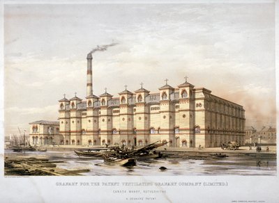 ロンドン、ロザーヒテ、カナダ・ワーフの穀倉地帯、1860年頃 作： Kell Brothers