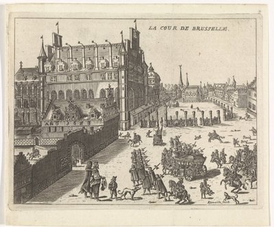 ブリュッセル裁判所の眺め、1673 年。 La cour de Brusselle (オブジェクトのタイトル) 作： Kemnitz