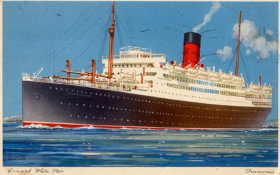 キュナード・ラインの蒸気船RMS「フランコニア」、1923年から1939年頃。 作： Kenneth Denton Shoesmith