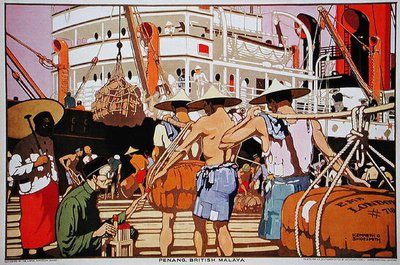 英領マラヤ・ペナン（カラーリトグラフ） 作： Kenneth Shoesmith