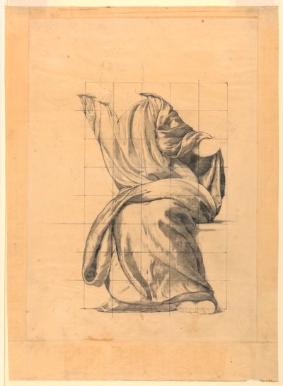 ニュージャージー州ニューアークのエセックス郡庁舎の壁画「The Benefic of the Law」の平和の図のドレープ スタディ 作： Kenyon Cox