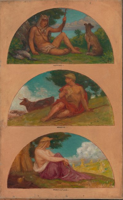 文明の進歩。狩猟、牧畜、農業...、1905-1906年。 作： Kenyon Cox