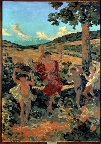 ""Fete Champetre or The Triumph of Bacchus"" (Country Festival) 絵画 Ker-Xavier (Ker Xavier) Roussel (1867-1944) 1911-1913 Nabis Saint Petersburg, Hermitage Museum 作： Ker Xavier Roussel