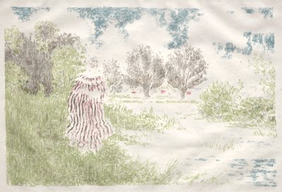 風景：縞模様のドレスを着た女性風景：縞模様のドレスを着た女性、1898年。 作： Ker Xavier Roussel