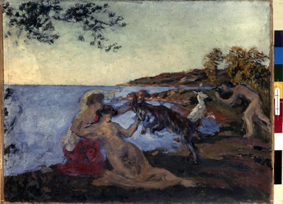 神話のパターン。 Ker Xavier Roussel (1867-1944) による絵画、1903 年頃。ボール紙に油彩。 ナビ。 サイズ：47×62cm。 エルミタージュ美術館、サンクトペテルブルク (Saint-Petersburg) 作： Ker Xavier Roussel