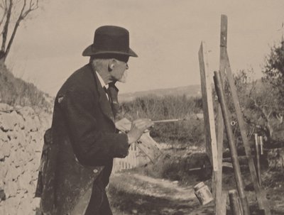 1906年、レ・ローヴで絵を描くポール・セザンヌ。 作： Ker Xavier Roussel