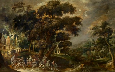 Paisagem com a Tentação de Santo Antônio Magno do Egito (óleo sobre painel) 作： Kerstiaen de Keuninck