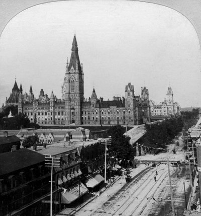 国会議事堂、オタワ、オンタリオ州、カナダ。 作： Keystone View Company