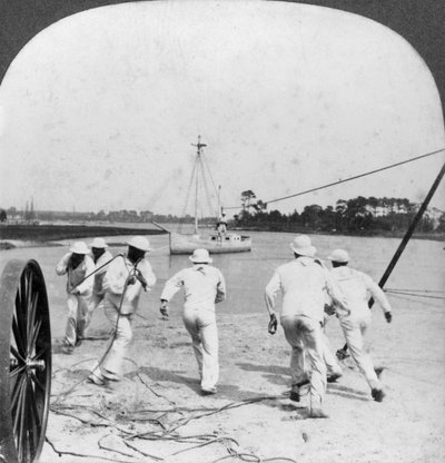救命隊の一部作戦、ジェームズタウン博覧会、バージニア州、アメリカ合衆国、1907 作： Keystone View Company