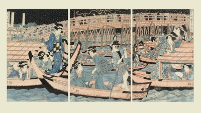 両国橋で涼む 作： Kikugawa Eizan
