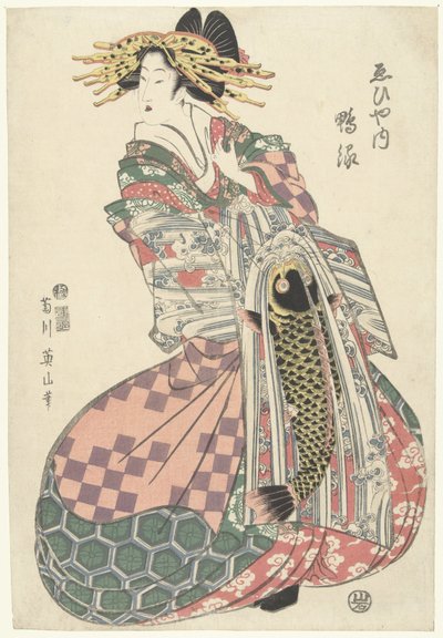 海老屋家の花魁 作： Kikugawa Eizan