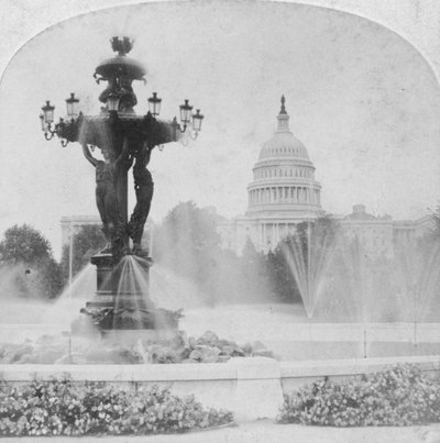 バルトルディの泉と国会議事堂 アメリカ、ワシントンDC 19世紀後半～20世紀初頭 作： Kilburn Brothers