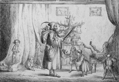 キングスの子供たちにプレゼントを届けるファーザー・クリスマス 作： King of Portugal Fernando II