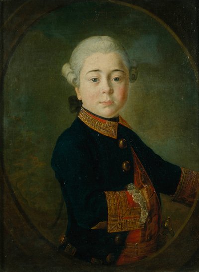 ニコライ・ドミトリエヴィチ・マチュシキン伯爵と子供の肖像、1763年 作： Kirill Ivanovich Golovachevsky
