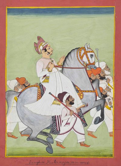 Singhji Motiram Jiの乗馬の肖像、1802-58 作： Kiritaji Bhak