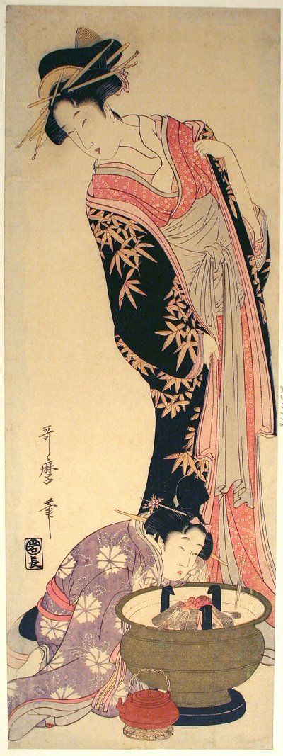 花魁とその従者 作： Kitagawa Utamaro