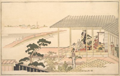 月夜の吉原の家での愉快な仲間たちの宴 1789年 作： Kitagawa Utamaro