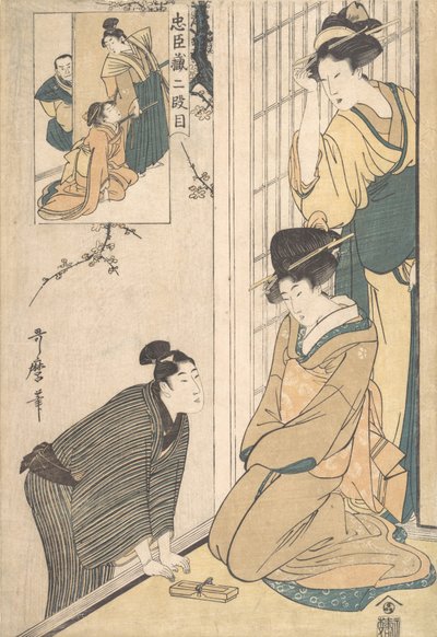 家の側にいる青年 18世紀末～19世紀初頭 作： Kitagawa Utamaro