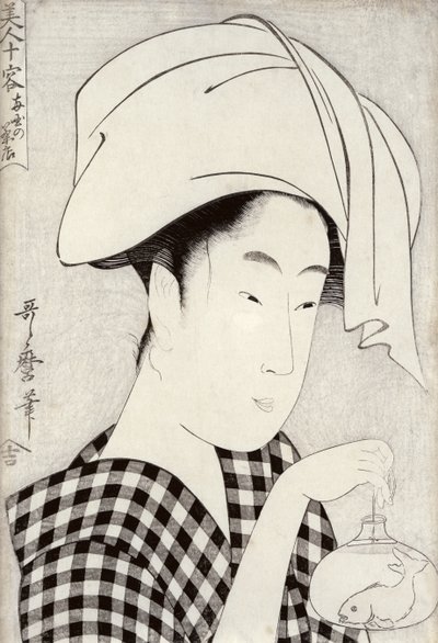 『美人十代』シリーズ（10代女性）の両国茶屋c.1797（版画） 作： Kitagawa Utamaro