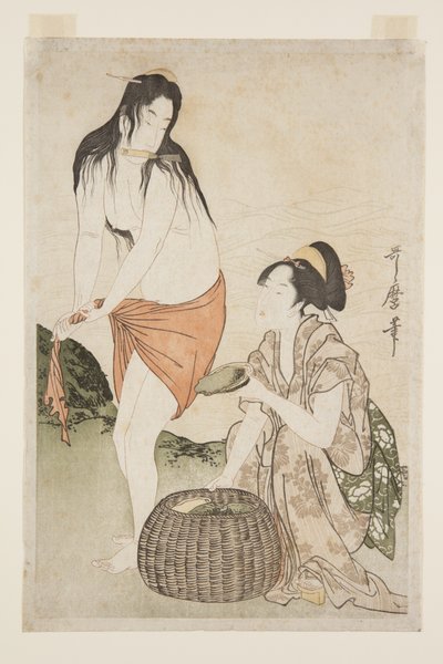 アワビダイブ（カラー木版画 作： Kitagawa Utamaro