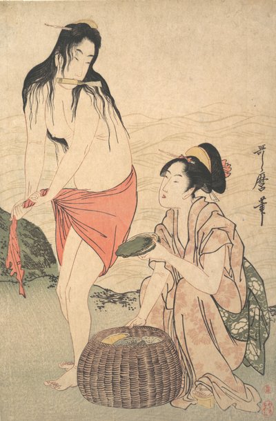 アワビのダイバー、1788年。 作： Kitagawa Utamaro