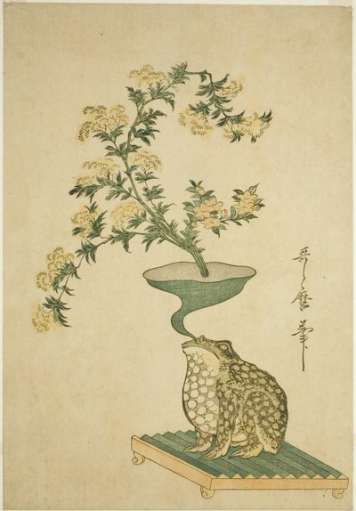 セイヨウカノコソウ（オミナエシ）と桔梗（キキョウ）のアレンジメント 作： Kitagawa Utamaro