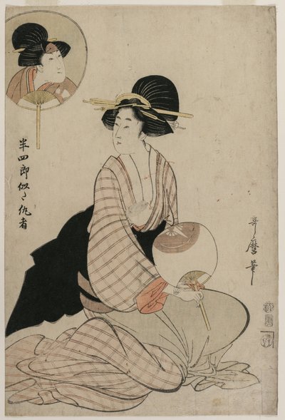 俳優の岩井半四郎に似た魅力的な女性 V 作： Kitagawa Utamaro