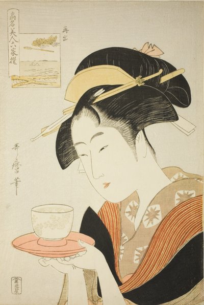 再登場：浪花屋 沖田「六仙に例える名美女」（『孔明美人六歌仙』） 作： Kitagawa Utamaro