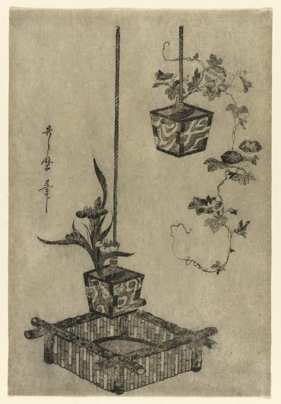 菖蒲と朝顔のアレンジメント 作： Kitagawa Utamaro