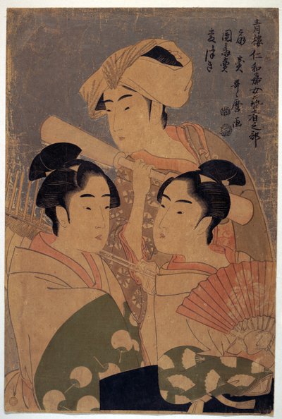 歌麿、喜多川（1753-1806）、1795年頃 - カラー木版画、38,6x25,7 - 個人蔵 作： Kitagawa Utamaro