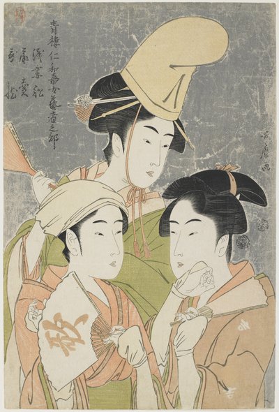 浅沼舟、扇売、詩詩、1793 作： Kitagawa Utamaro