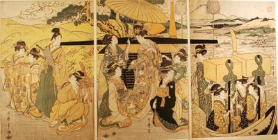 フェリー乗り場にて 作： Kitagawa Utamaro