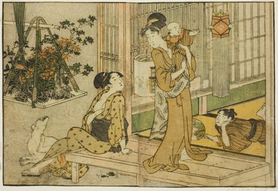 お盆提灯と植物売り、絵本『絵本 四季の花』vol. 2 作： Kitagawa Utamaro