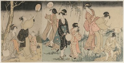 ホタルを捕まえる 作： Kitagawa Utamaro