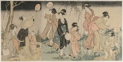 ホタルの捕獲c。 1796-1797。 作： Kitagawa Utamaro