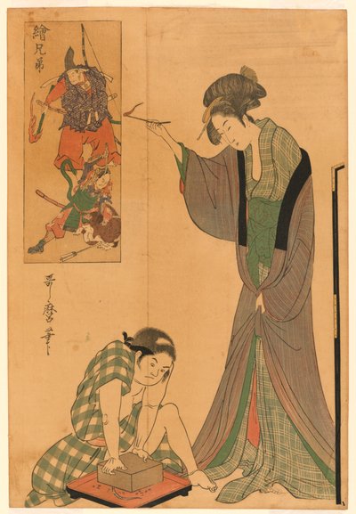 ネズミを捕まえる 作： Kitagawa Utamaro