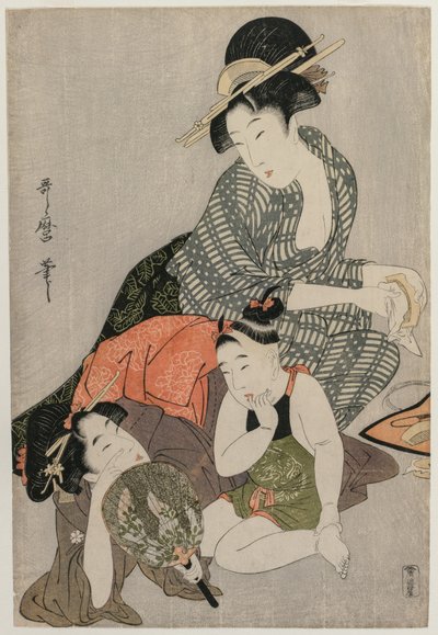 くしの清掃、c。 1790年代後半。 作： Kitagawa Utamaro