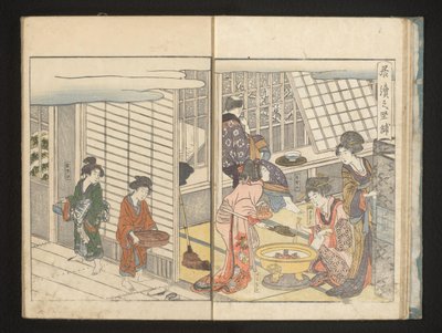 冬の朝の遊女と客 作： Kitagawa Utamaro