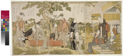 庭で涼を楽しむ、オーバン三連祭壇画、c.1788-90 作： Kitagawa Utamaro