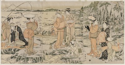 江の島のまな板岩で釣り 作： Kitagawa Utamaro