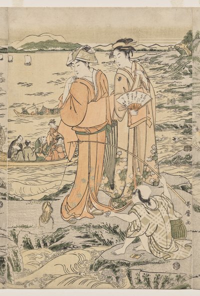 江の島のまな板岩で釣り 作： Kitagawa Utamaro