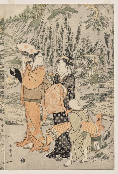 江の島のまな板岩で釣り 作： Kitagawa Utamaro
