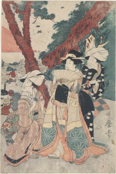 新年の二見ヶ浦海水浴場 作： Kitagawa Utamaro