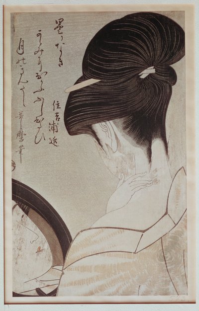 鏡の前の住吉家の芸者衆 作： Kitagawa Utamaro